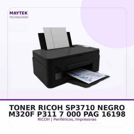 Ricoh Sp3710 Negro, M320f/p311, 7.000 Pag