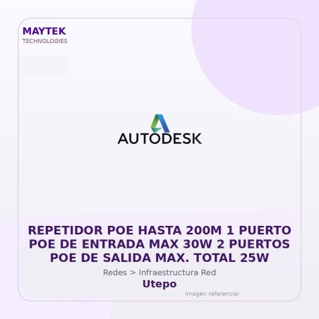 Utepo Repetidor POE Hasta 200M 1 Puerto POE de Entrada MAX 30W 2 Puertos POE de Salida MAX. Total 25W