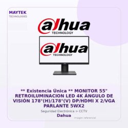 Dahua ** Existencia Única ** Monitor 55" Retroiluminacion Led 4K Ángulo De Visión 178°(H)/178°(V) Dp/HDMI X 2/Vga Parlante 5Wx2