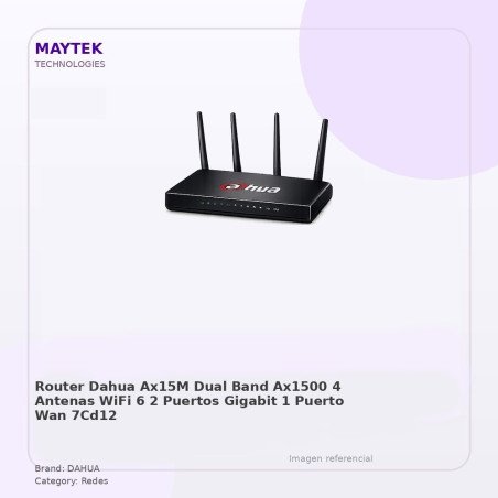 Router Dahua AX15M | DUAL BAND | AX1500 | 4 Antenas | WIFI 6 | 2 Puertos Gigabit + 1 Puerto WAN