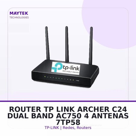 Router TP-LINK Archer C24 | DUAL BAND | AC750 | 4 Antenas