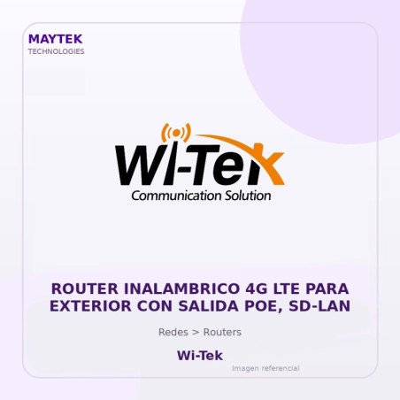 Wi-Tek Router Inalambrico 4G LTE para Exterior con Salida POE, SD-LAN