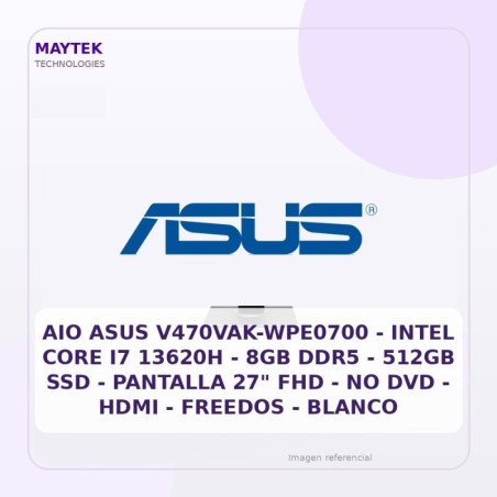 ASUS V470VAK-WPE0700 Intel CORE I7 13620H 8GB 512GB SSD 27" FREE Negro TECLADO/MOUSE Inalambrico