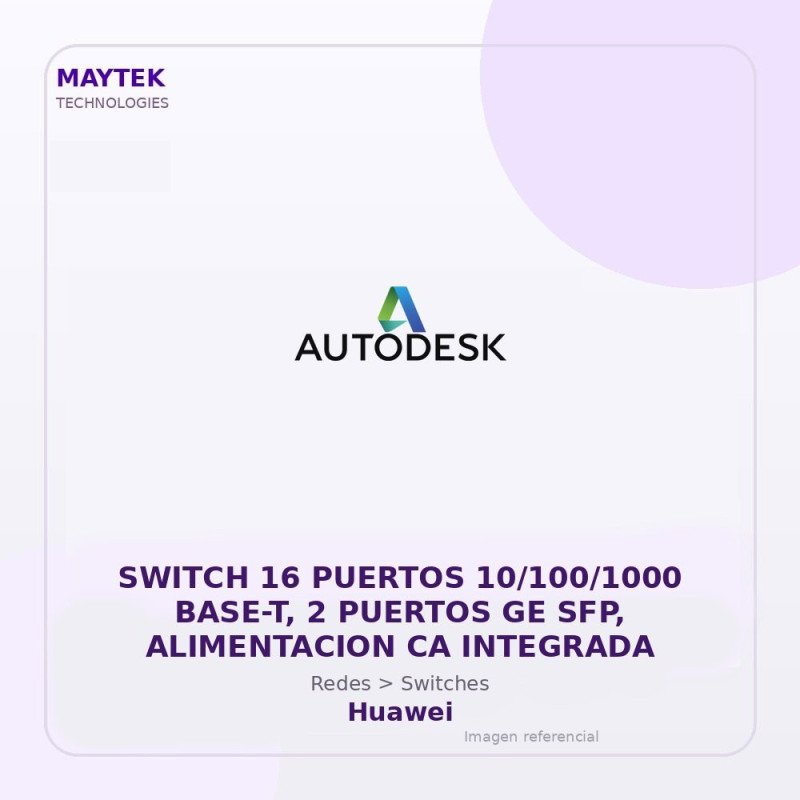 Huawei Switch 16 Puertos 10/100/1000 BASE-T, 2 Puertos GE SFP, Alimentacion CA Integrada