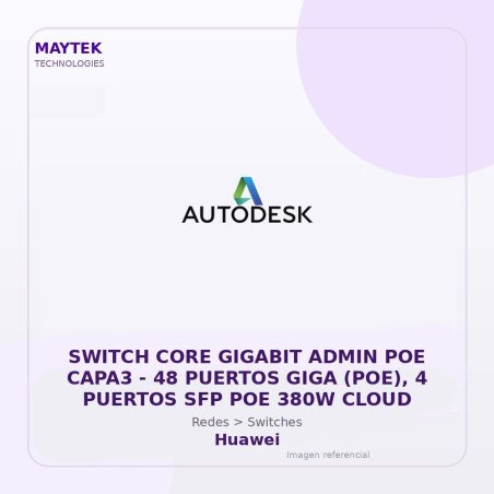 Huawei Switch CORE Gigabit Admin POE CAPA3 | 48 Puertos GIGA (POE), 4 Puertos SFP POE 380W Cloud