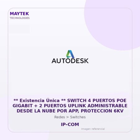 IP-COM Switch 4 Puertos POE Gigabit + 2 Puertos Uplink Administrable Desde la NUBE por APP, Proteccion 6KV