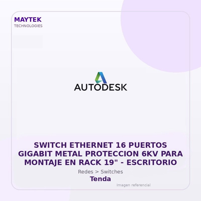 Tenda Switch Ethernet 16 Puertos Gigabit Metal Proteccion 6KV para Montaje en RACK 19" | Escritorio
