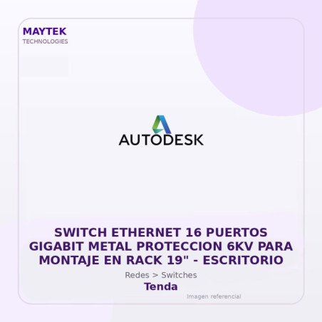 Tenda Switch Ethernet 16 Puertos Gigabit Metal Proteccion 6KV para Montaje en RACK 19" | Escritorio
