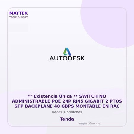 Tenda Switch NO Administrable POE 24P RJ45 Gigabit 2 PTOS SFP Backplane 48 GBPS Montable en RAC