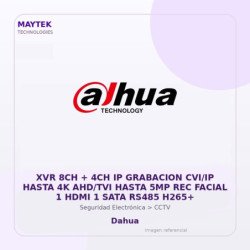 Dahua Xvr 8Ch + 4Ch Ip Grabacion Cvi/Ip Hasta 4K Ahd/Tvi Hasta 5Mp Rec Facial 1 HDMI 1 Sata Rs485 H265+