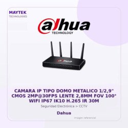 Dahua Camara Ip Tipo Domo Metalico 1/2,9" Cmos 2Mp@30Fps Lente 2,8Mm Fov 100° WiFi Ip67 Ik10 H.265 Ir 30M
