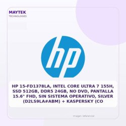HP 15-fd1378la, Intel Core Ultra 7 155h, SSD 512gb, DDR5 24gb, NO DVD, Pantalla 15.6" FHD, Sin Sistema Operativo, Silver