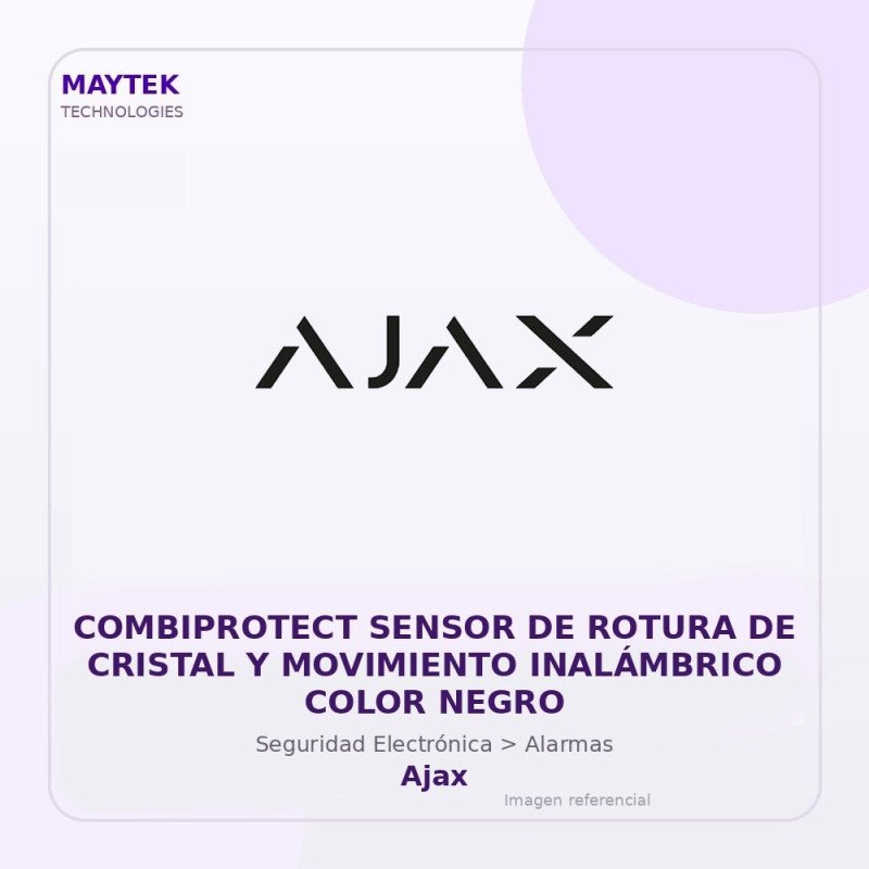 Ajax Combiprotect Sensor de Rotura de Cristal y Movimiento Inalámbrico Color Negro