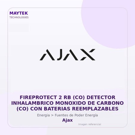 Ajax Fireprotect 2 RB (CO) Detector Inhalambrico Monoxido de Carbono (CO) con Baterias Reemplazables