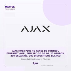 AJAX HUB2 PLUS 4G Panel de Control Ethernet /WIFI, Simcard 2G 3G 4G, 25 Grupos, 200 Usuarios, 200 Dispositivos Blanco