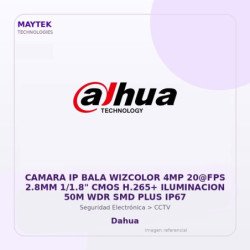 Dahua Camara Ip Bala Wizcolor 4Mp 20@Fps 2.8Mm 1/1.8" Cmos H.265+ Iluminacion 50M Wdr Smd Plus Ip67