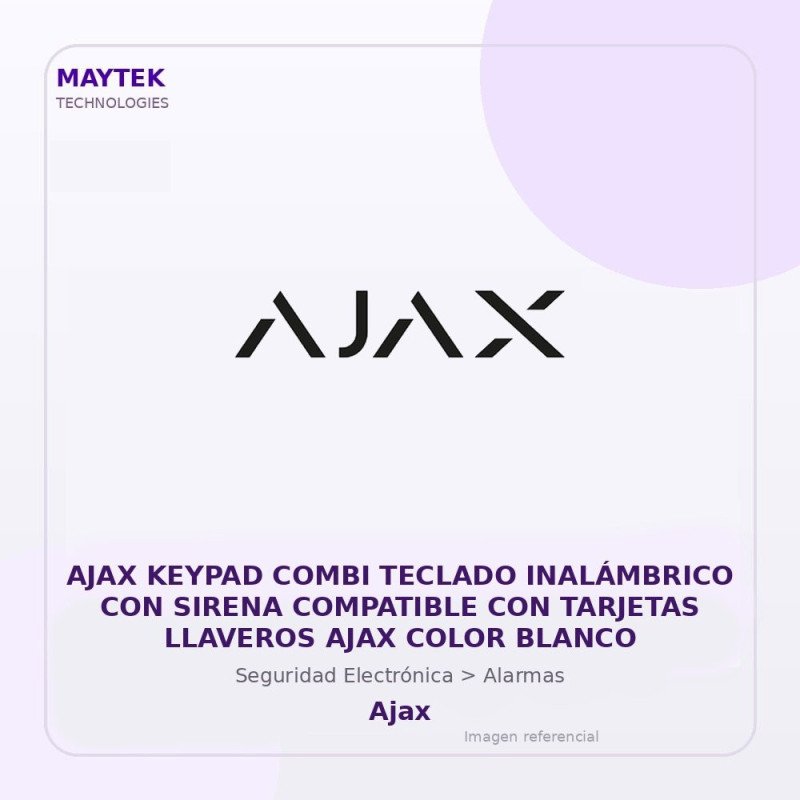 AJAX Keypad Combi Teclado Inalámbrico con Sirena Compatible con Tarjetas Llaveros AJAX Color Blanco