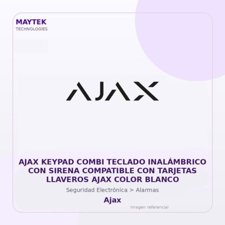 AJAX Keypad Combi Teclado Inalámbrico con Sirena Compatible con Tarjetas Llaveros AJAX Color Blanco