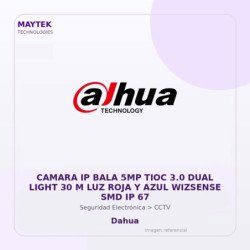 Dahua Camara Ip Bala 5Mp Tioc 3.0 Dual Light 30 M Luz Roja Y Azul Wizsense Smd Ip 67