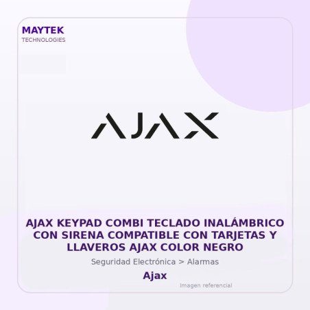 AJAX Keypad Combi Teclado Inalámbrico con Sirena Compatible con Tarjetas y Llaveros AJAX Color Negro