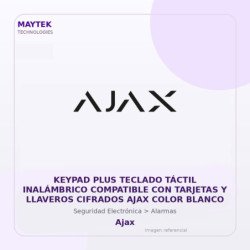 Ajax Keypad PLUS Teclado Táctil Inalámbrico Compatible con Tarjetas y Llaveros Cifrados AJAX Color Blanco