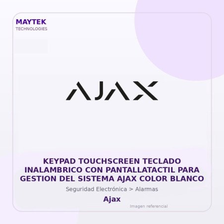 Ajax Keypad Touchscreen Teclado Inalambrico con Pantallatactil para Gestion del Sistema AJAX Color Blanco