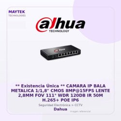 Dahua ** Existencia Única ** Camara Ip Bala Metalica 1/1,8" Cmos 8Mp@15Fps Lente 2,8Mm Fov 111° Wdr 120Db Ir 50M H.265+ POE Ip6