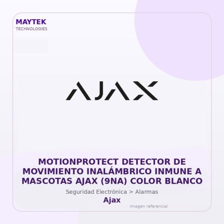 Ajax Motionprotect Detector de Movimiento Inalámbrico Inmune a Mascotas AJAX (9NA) Color Blanco