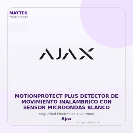 Ajax Motionprotect PLUS Detector de Movimiento Inalámbrico con Sensor Microondas Blanco