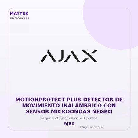 Ajax Motionprotect PLUS Detector de Movimiento Inalámbrico con Sensor Microondas Negro
