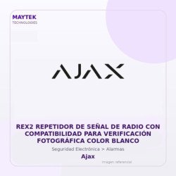 Ajax REX2 Repetidor de Señal de Radio con Compatibilidad para Verificación Fotográfica Color Blanco