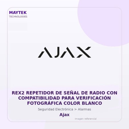 Ajax REX2 Repetidor de Señal de Radio con Compatibilidad para Verificación Fotográfica Color Blanco