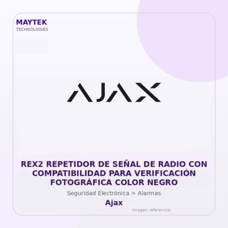 Ajax REX2 Repetidor de Señal de Radio con Compatibilidad para Verificación Fotográfica Color Negro