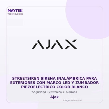 Ajax Streetsiren Sirena Inalámbrica para Exteriores con Marco LED y Zumbador Piezoeléctrico Color Blanco