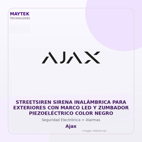 Ajax Streetsiren Sirena Inalámbrica para Exteriores con Marco LED y Zumbador Piezoeléctrico Color Negro
