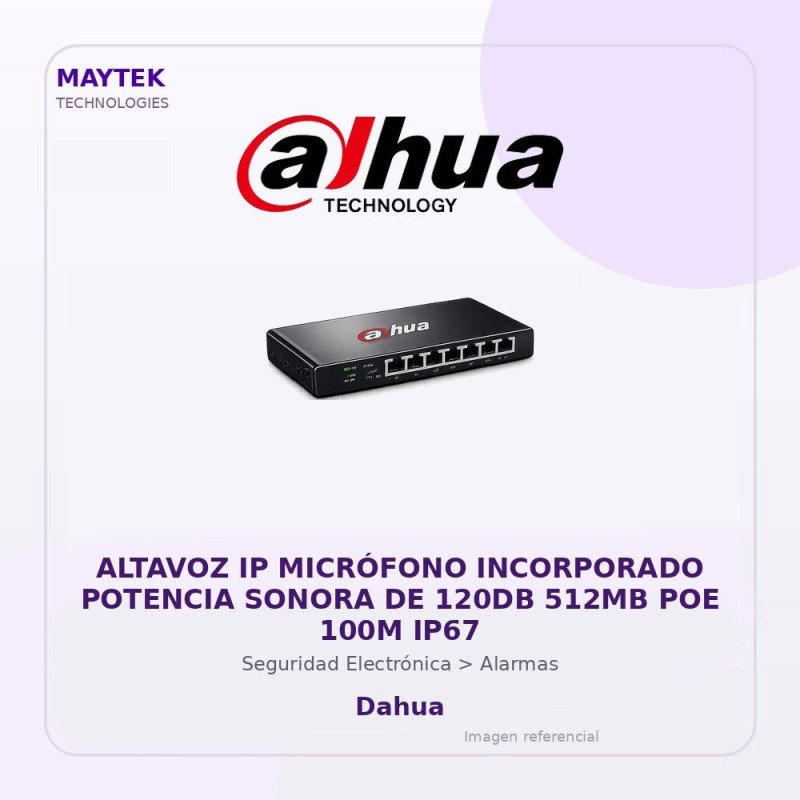 Dahua Altavoz IP Micrófono Incorporado Potencia Sonora de 120DB 512MB POE 100M IP67