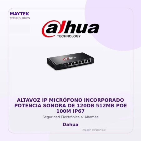 Dahua Altavoz IP Micrófono Incorporado Potencia Sonora de 120DB 512MB POE 100M IP67