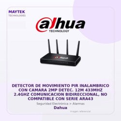 Dahua Detector de Movimiento PIR Inalambrico con Camara 2MP Detec. 12M 433MHZ 2.4GHZ Comunicacion Bidireccional, NO Compatible