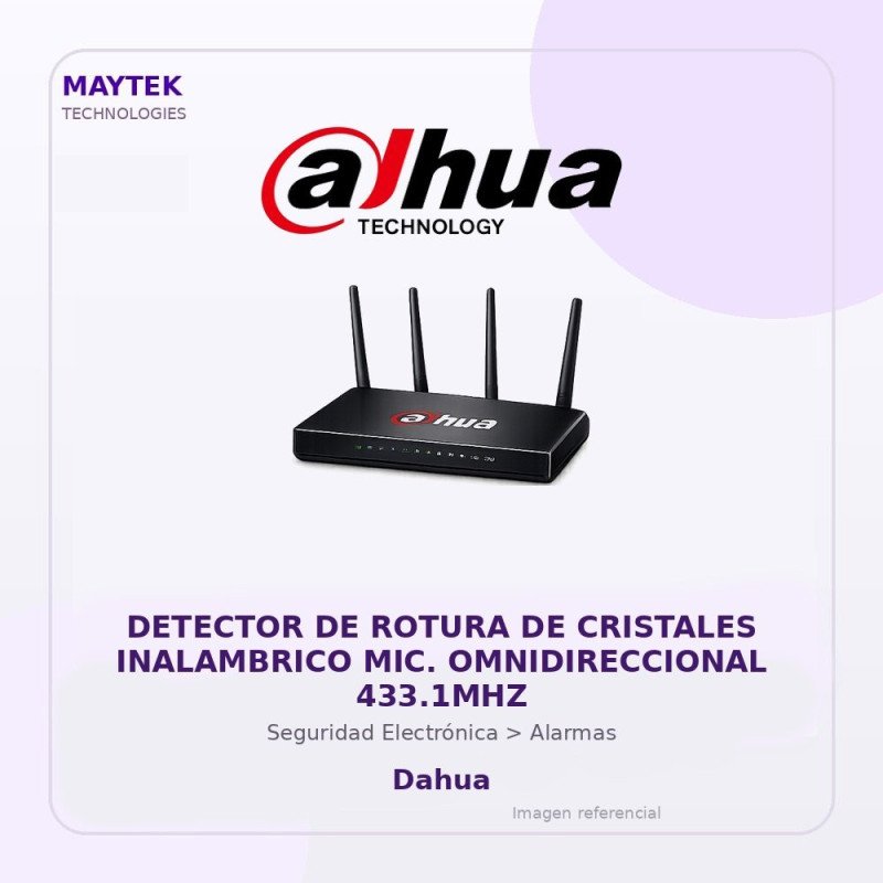 Dahua Detector de Rotura de Cristales Inalambrico MIC. Omnidireccional 433.1MHZ