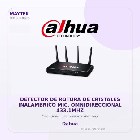 Dahua Detector de Rotura de Cristales Inalambrico MIC. Omnidireccional 433.1MHZ