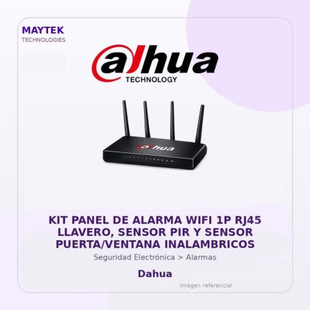 Dahua KIT Panel de Alarma WIFI 1P RJ45 Llavero, Sensor PIR y Sensor PUERTA/VENTANA Inalambricos