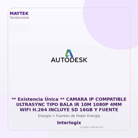 Interlogix Camara IP Compatible Ultrasync TIPO BALA IR 10M 1080P 4MM WIFI H.264 Incluye SD 16GB y Fuente