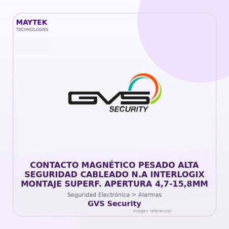 Interlogix Contacto Magnético Pesado ALTA Seguridad Cableado N.A Interlogix Montaje Superf. Apertura 4,7-15,8MM