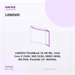 Lenovo Thinkbook 14 G8 IRL, Intel Core 5 210h, SSD 512g, DDR5 16gb, NO DVD, Pantalla 14" Wuxga, (rj-45), Freedos, Arctic Grey