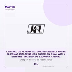 JFL Central de Alarma Automonitoreable Hasta 20 Zonas Inalambricas Conexion DUAL WIFI y Ethernet Bateria de 5200MAH 433MHZ