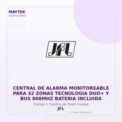 JFL Central de Alarma Monitoreable para 32 Zonas Tecnologia DUO+ y BUS 868MHZ Bateria Incluida