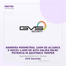 Barrera Perimetral 100M de Alcance 8 Haces 1,40M de ALTO Salida NA/NC Potencia IR Ajustable Tamper