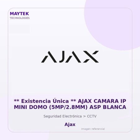 Gvs Security ** Existencia Única ** Ajax Camara Ip Mini Domo (5Mp/2.8Mm) Asp Blanca