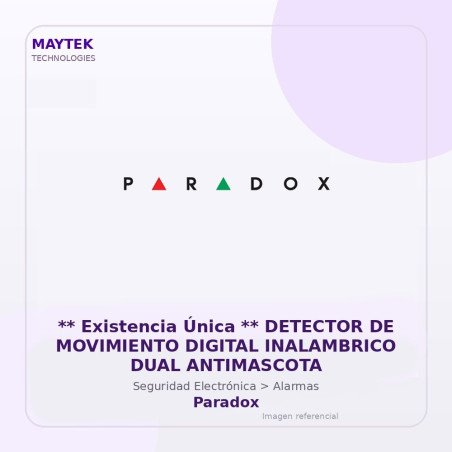 Paradox Detector de Movimiento Digital Inalambrico DUAL Antimascota