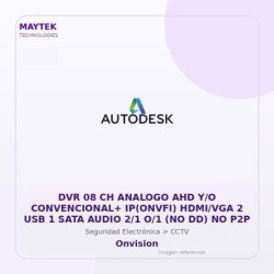 Gvs Security Dvr 08 Ch Analogo Ahd Y/O Convencional+ Ip(Onvfi) HDMI/Vga 2 USB 1 Sata Audio 2/1 O/1 (No Dd) No P2P